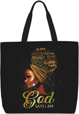 African American Tote Bags For Women Black Art Tote Afro Black Girl Magic Handbags For Gym School Travel