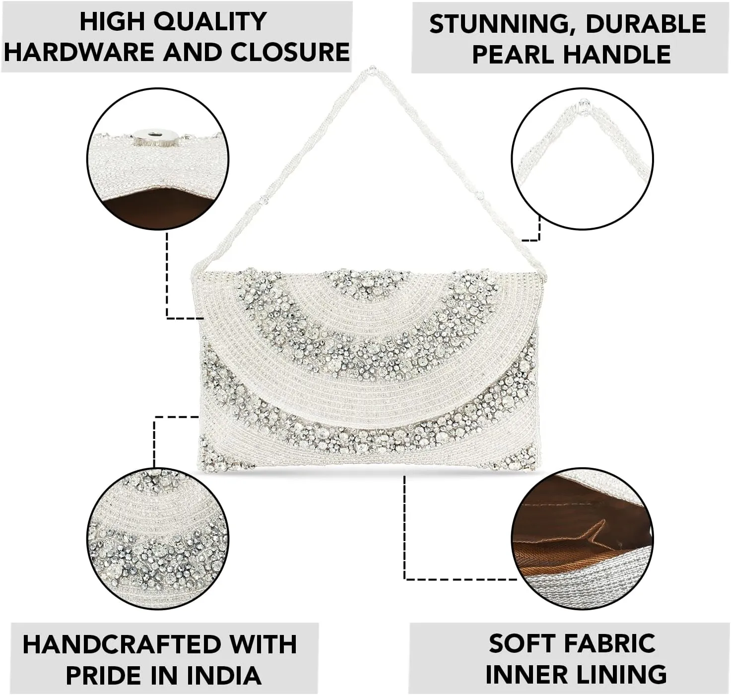 Aheli Clutch Purses Gift for Women Wedding Handmade Evening Handbags Party Bridal Clutch