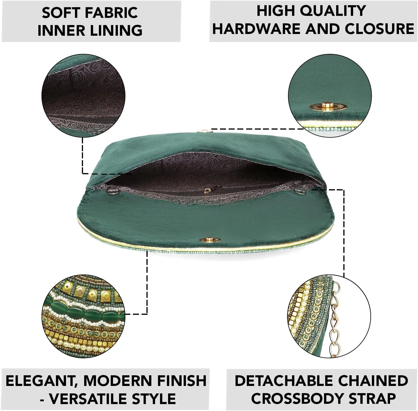 Aheli Indian Clutch Purses Gift for Women Wedding Handmade Evening Bridal Handbags Party