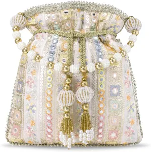 Aheli Indian Potli Bags Gift for Women Evening Bag Clutch Ethnic Bride Purse with Drawstring