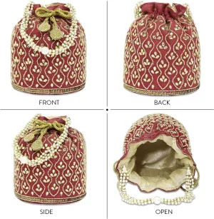 Aheli Potli Bag Gift for Women Handmade Evening Wristlet Handbag Stylish Bridal Purse Fashion Bag