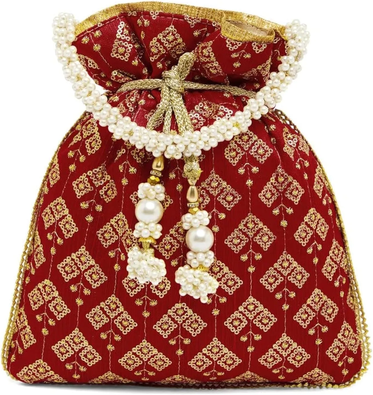 Aheli Potli Bags Gift for Women Evening Bag Clutch Ethnic Bride Purse with Drawstring