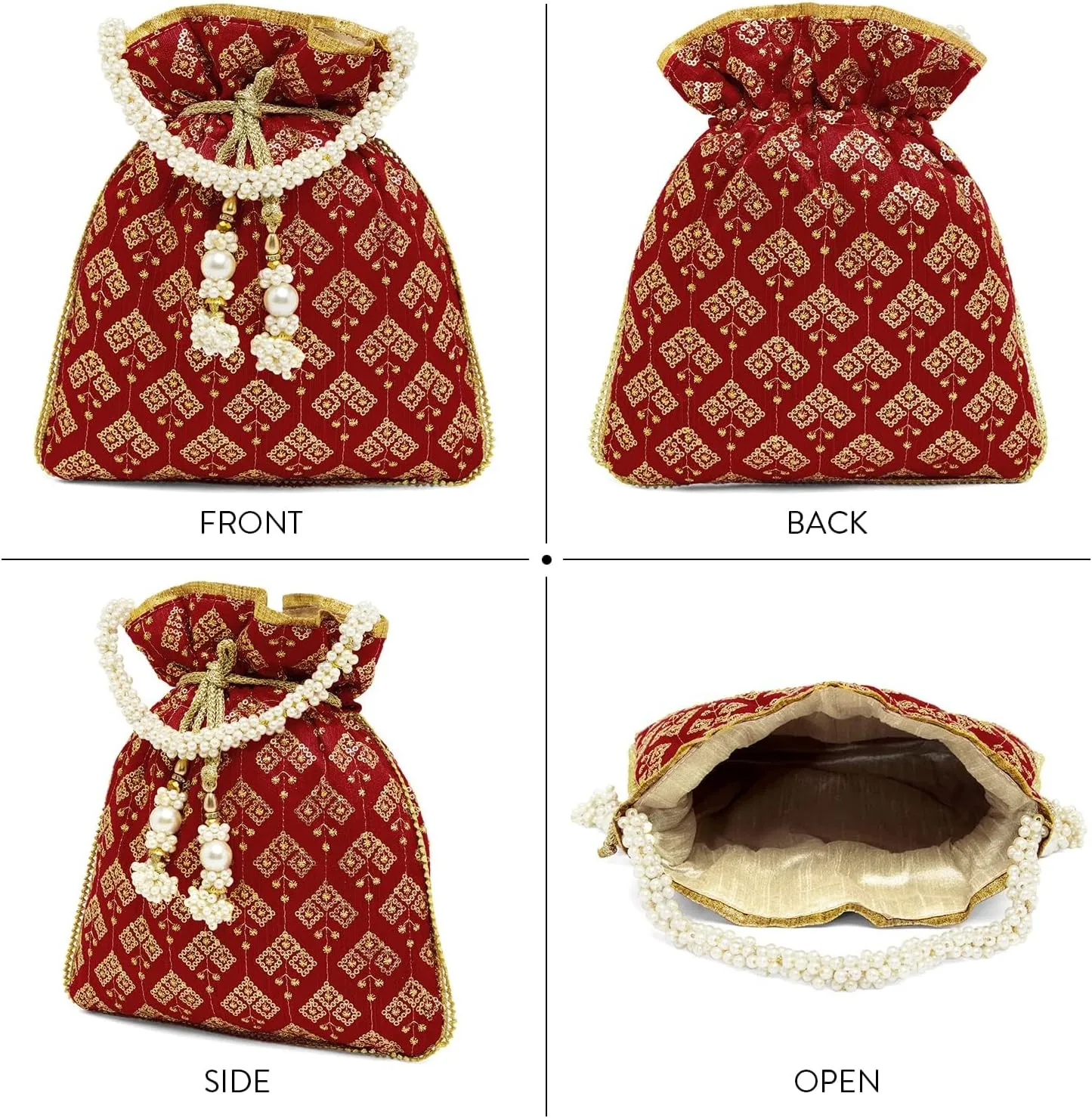 Aheli Potli Bags Gift for Women Evening Bag Clutch Ethnic Bride Purse with Drawstring