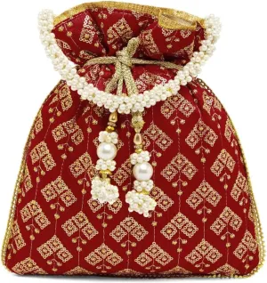 Aheli Potli Bags Gift for Women Evening Bag Clutch Ethnic Bride Purse with Drawstring