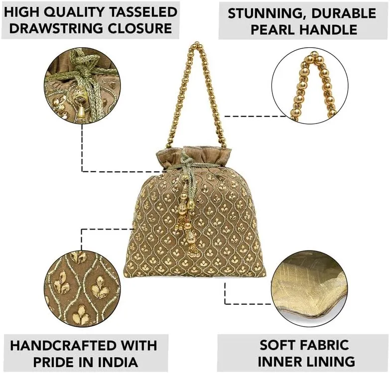 Aheli Potli Purses Gift for Women Handmade Evening Handbag Stylish Bridal Fashion Wristlet