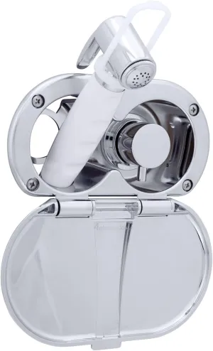 Aidack- Transom Shower (Hot/Cold Mixer), Chrome Cup & Lid, Hammer-Head Arctic White Sprayer, 10' White Rubber Hose, Chrome Aidack Handle - 136-1714-CA-W
