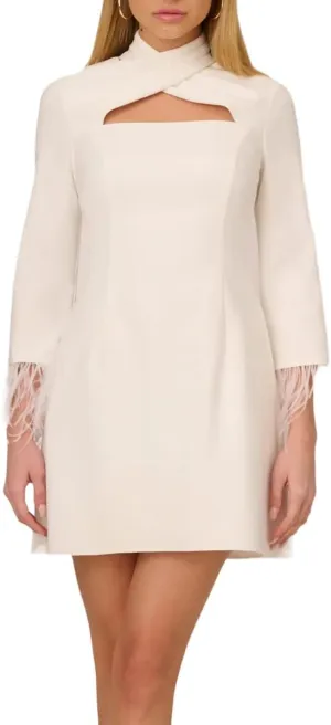 Aidan Mattox Women's Mini Dress with Feather Trim