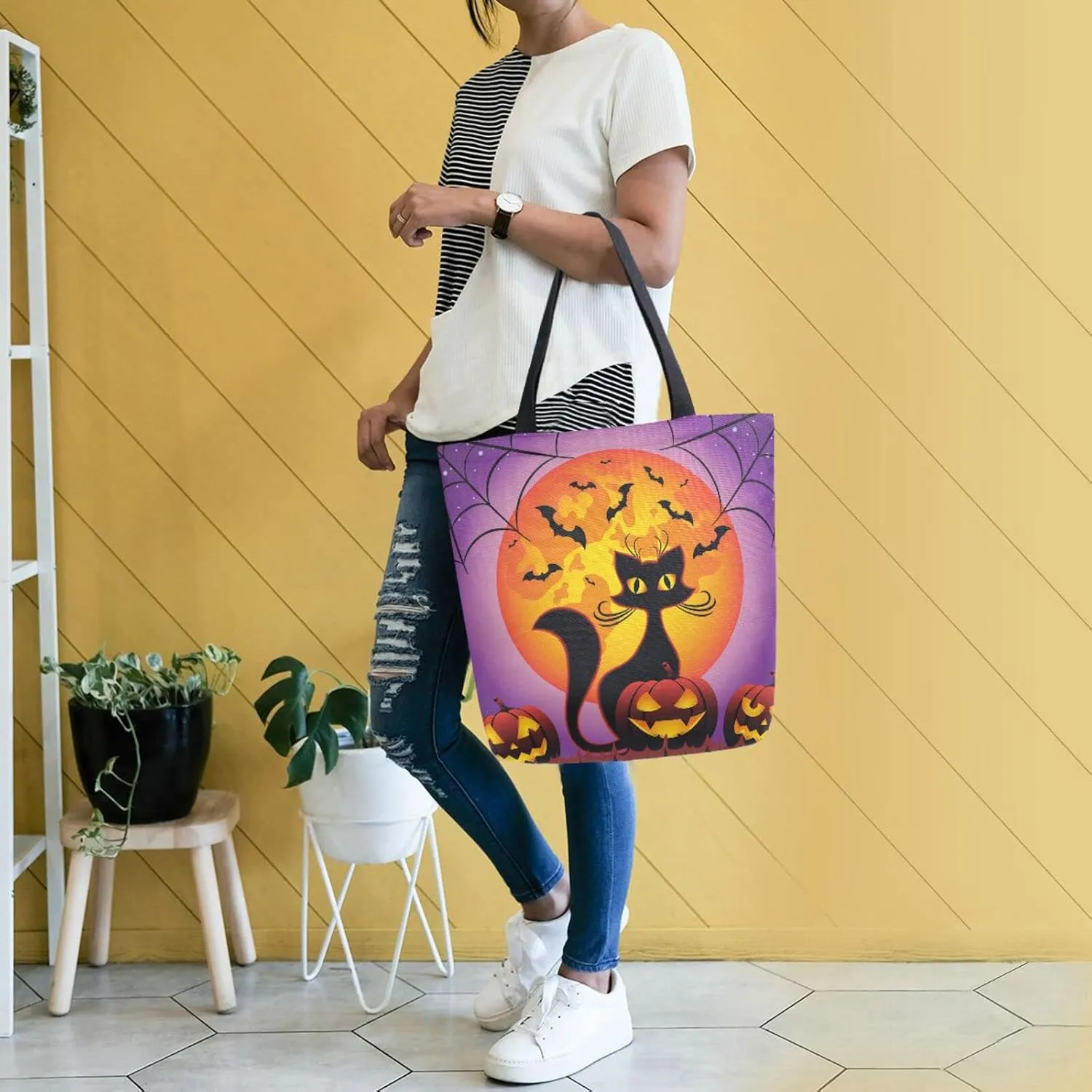 ALAZA Canvas Tote Bag Large Women Casual Shoulder Bag Handbag For Outdoors Holiday Weekender Travel