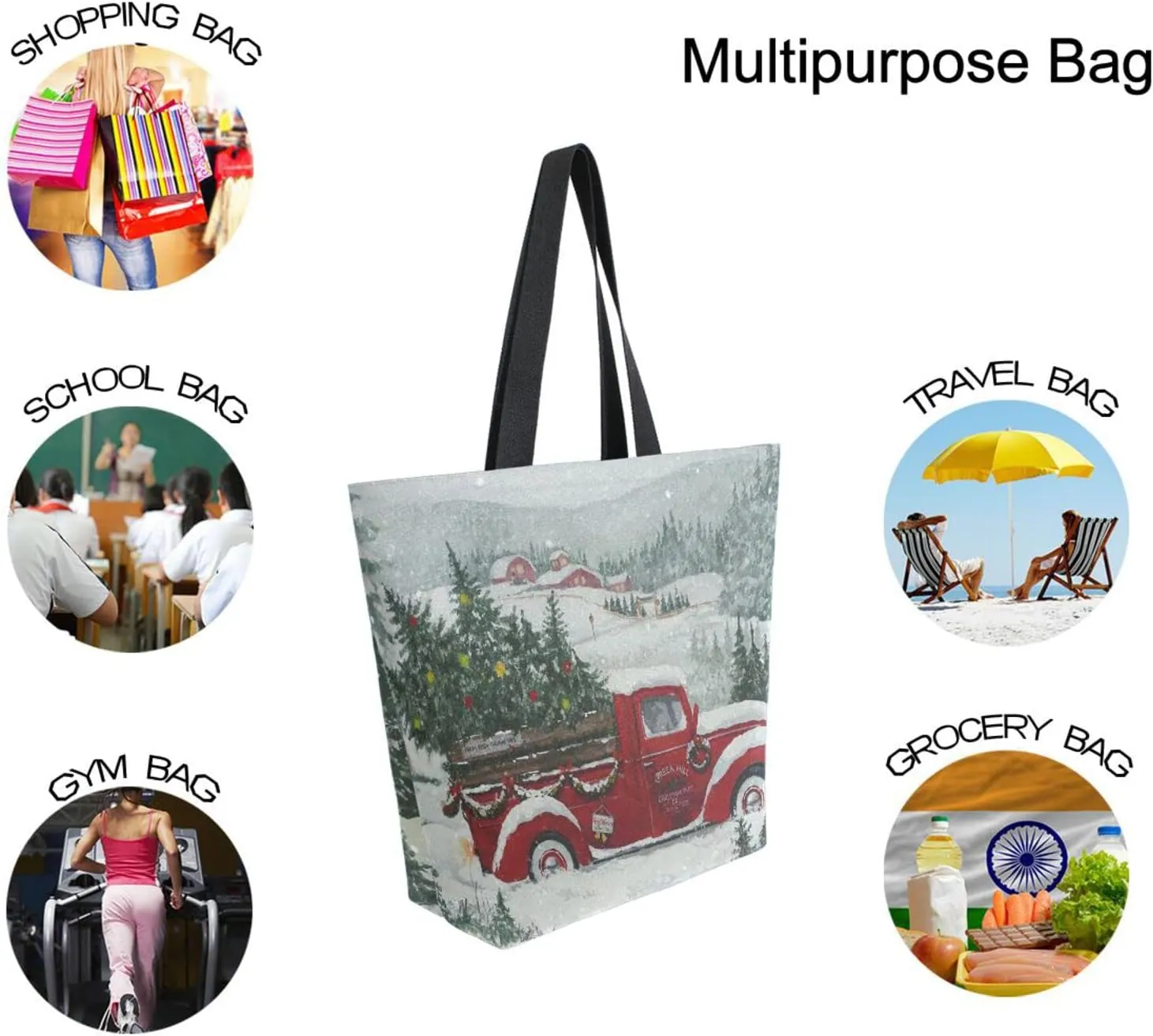 ALAZA Canvas Tote Bag Large Women Casual Shoulder Bag Handbag For Outdoors Holiday Weekender Travel