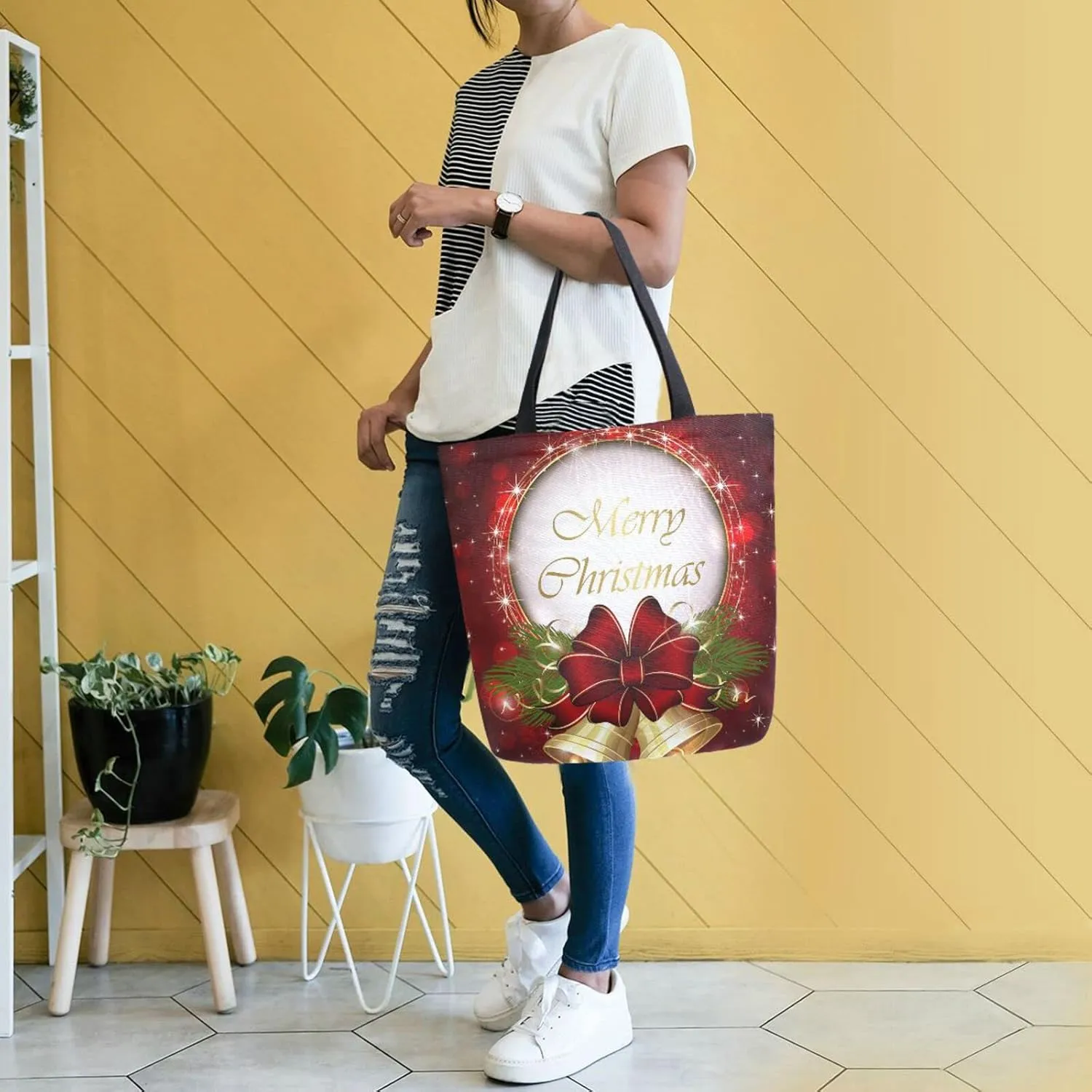 ALAZA Canvas Tote Bag Large Women Casual Shoulder Bag Handbag For Outdoors Holiday Weekender Travel