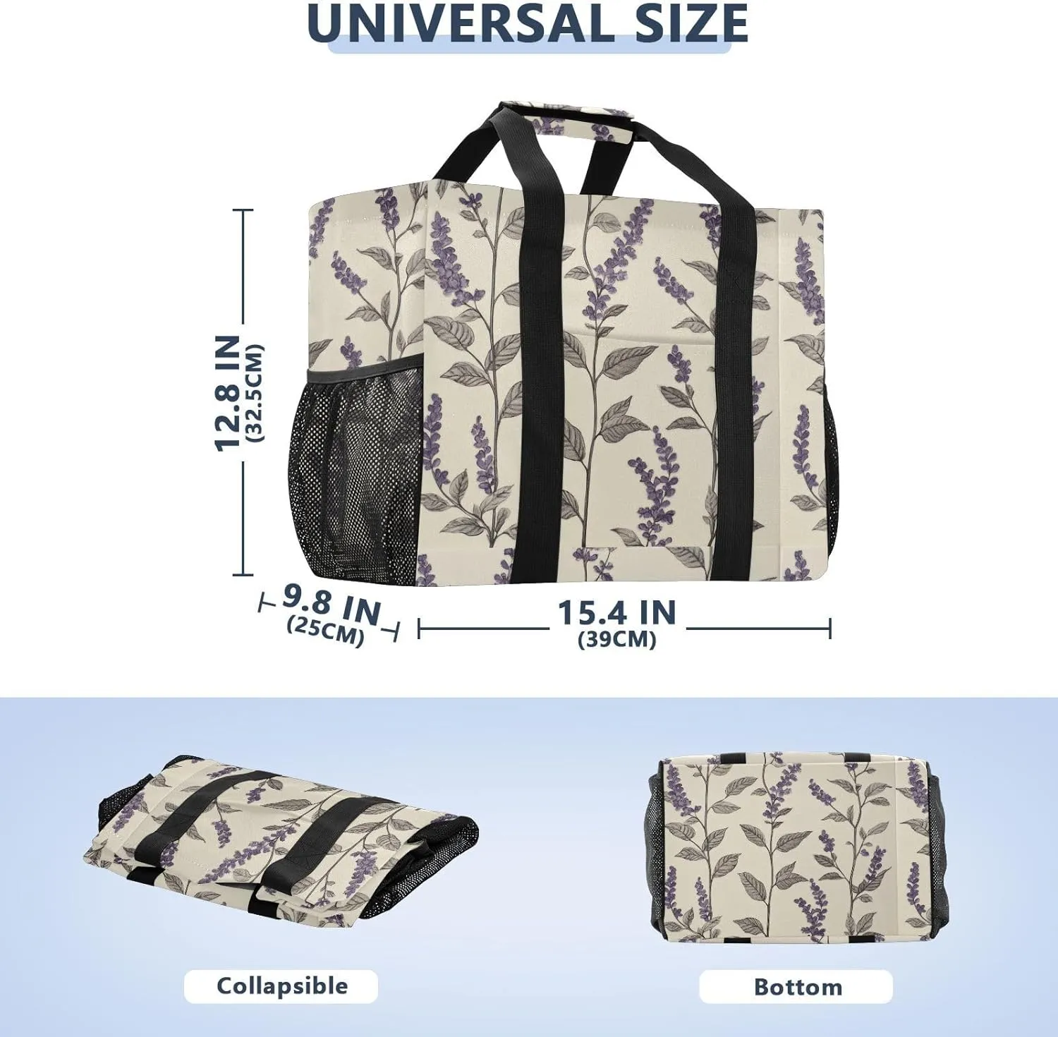 ALAZA Retro Style Lavender Waterproof Beach Tote Bags