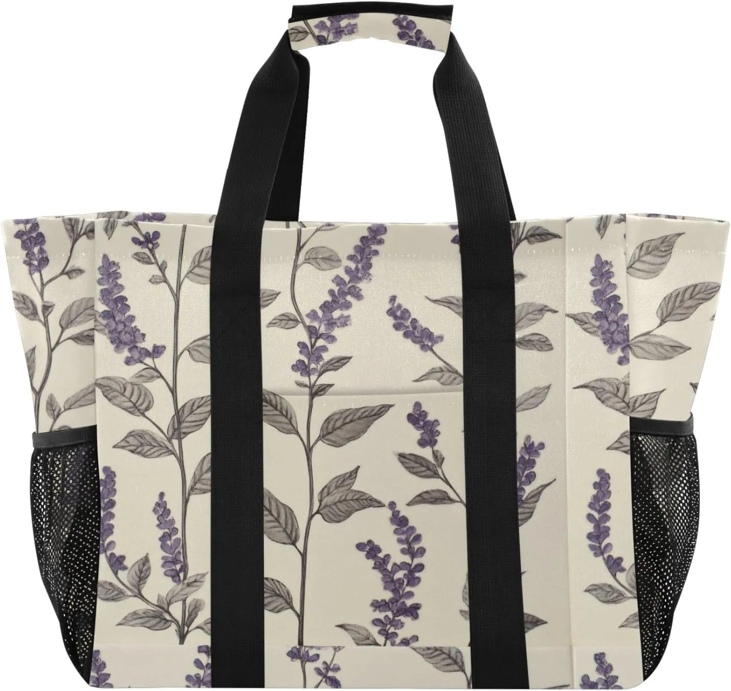ALAZA Retro Style Lavender Waterproof Beach Tote Bags