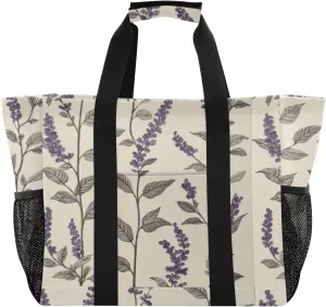 ALAZA Retro Style Lavender Waterproof Beach Tote Bags
