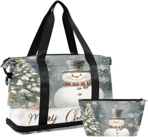 ALAZA Snowman Reindeer Christmas Pine Tree Snowflake Deer Duffel Bag with Shoe Compartment Tote Bag Weekender Overnight Bag with Wet Pocket for Travel,Gym,Yoga,Swimming