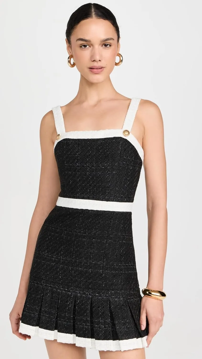 alice   olivia Women's Clarine Square Pleated Mini Dress