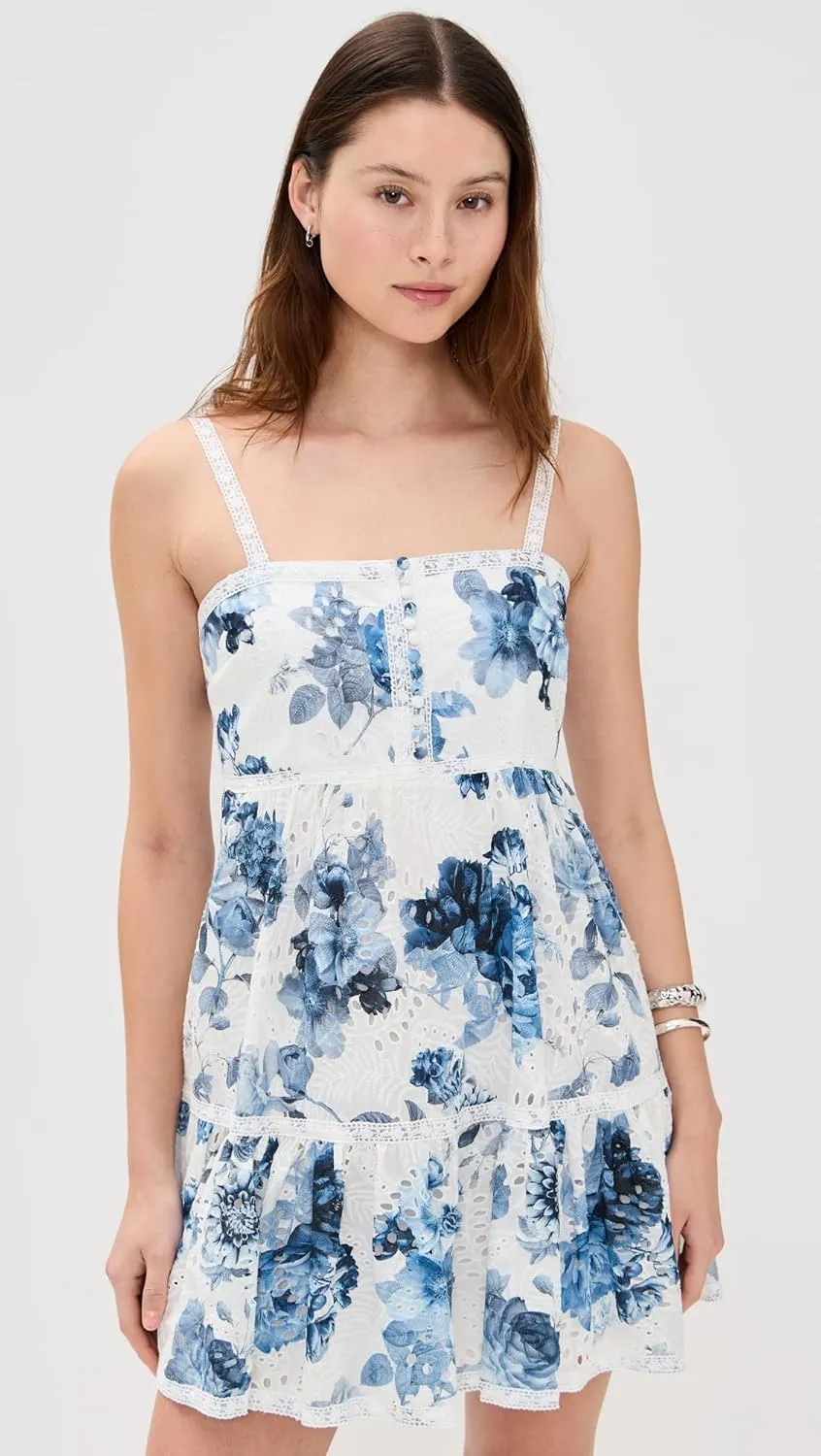 alice   olivia Women's Fallon Square Neck Babydoll Mini Dress
