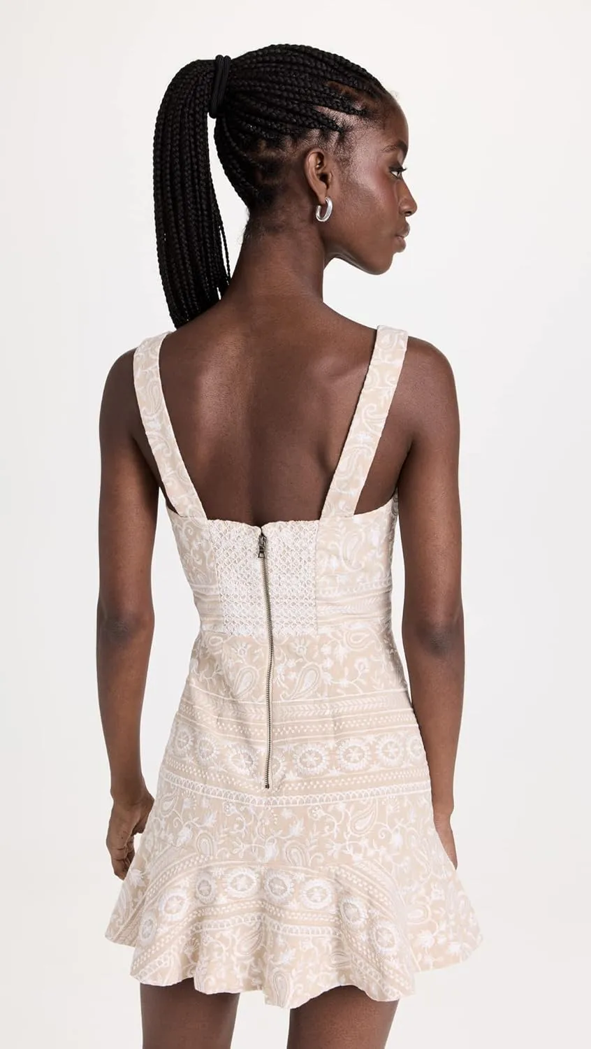 alice   olivia Women's Kaidra Square Neck Drop Waist Mini Dress