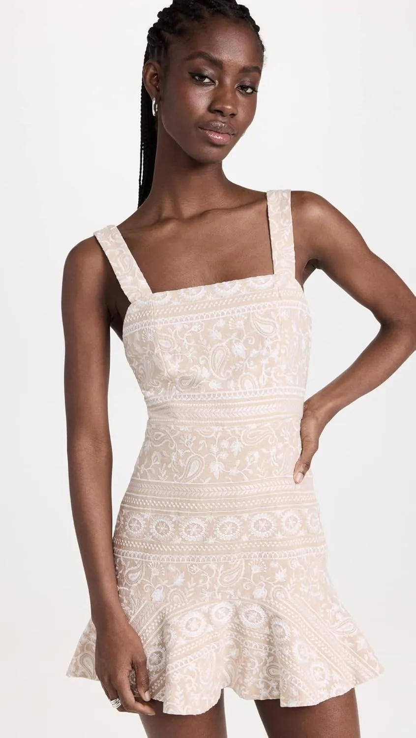 alice   olivia Women's Kaidra Square Neck Drop Waist Mini Dress