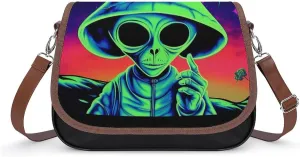Alien and Weed Women's Crossbody Bag Small Shoulder Handbags Tote Bag with Adjustable Strap Fashion Gift