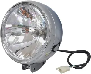 AlveyTech Front Headlight for Coleman CT200U-EX Mini Bike - Durable Chrome Body Waterproof 12 Volt Bike Light with 30 Watt Bulb, Replacement 2-Wheeler Mini Bike Parts and Accessories, DIY Install