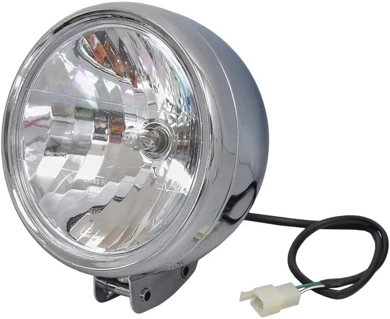 AlveyTech Front Headlight for Coleman CT200U-EX Mini Bike - Durable Chrome Body Waterproof 12 Volt Bike Light with 30 Watt Bulb, Replacement 2-Wheeler Mini Bike Parts and Accessories, DIY Install