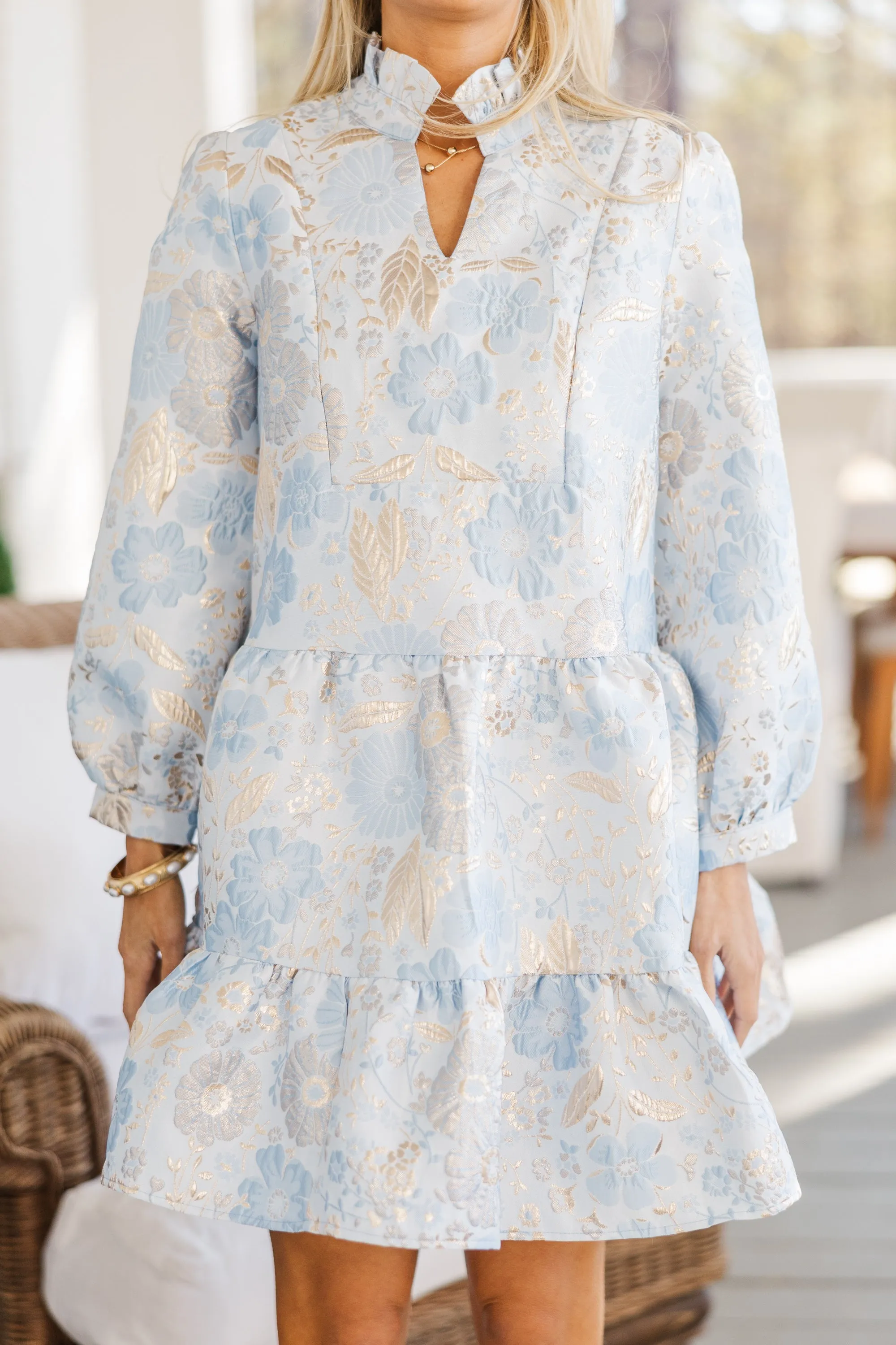 Always On My Mind Light Blue Floral Dress