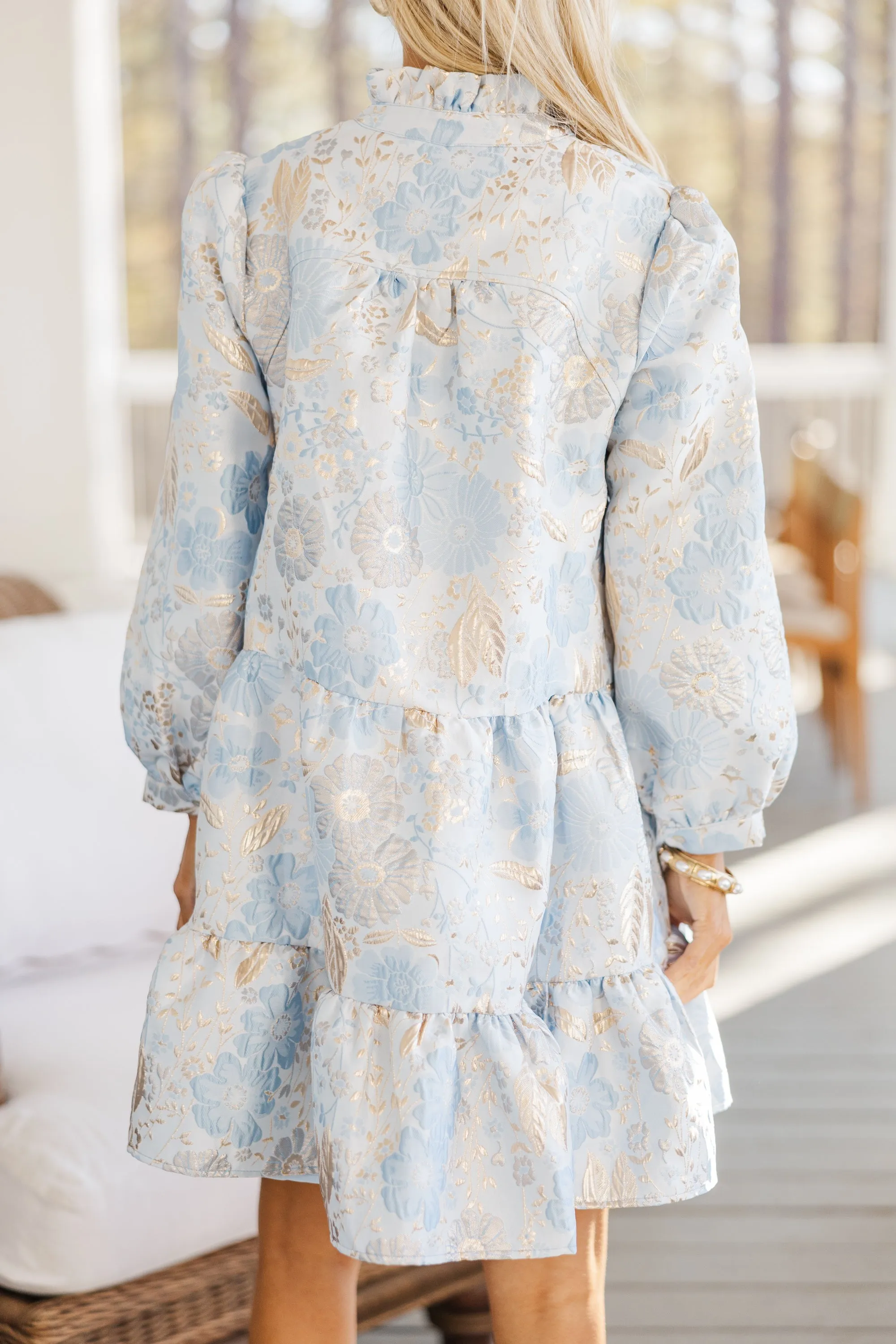 Always On My Mind Light Blue Floral Dress
