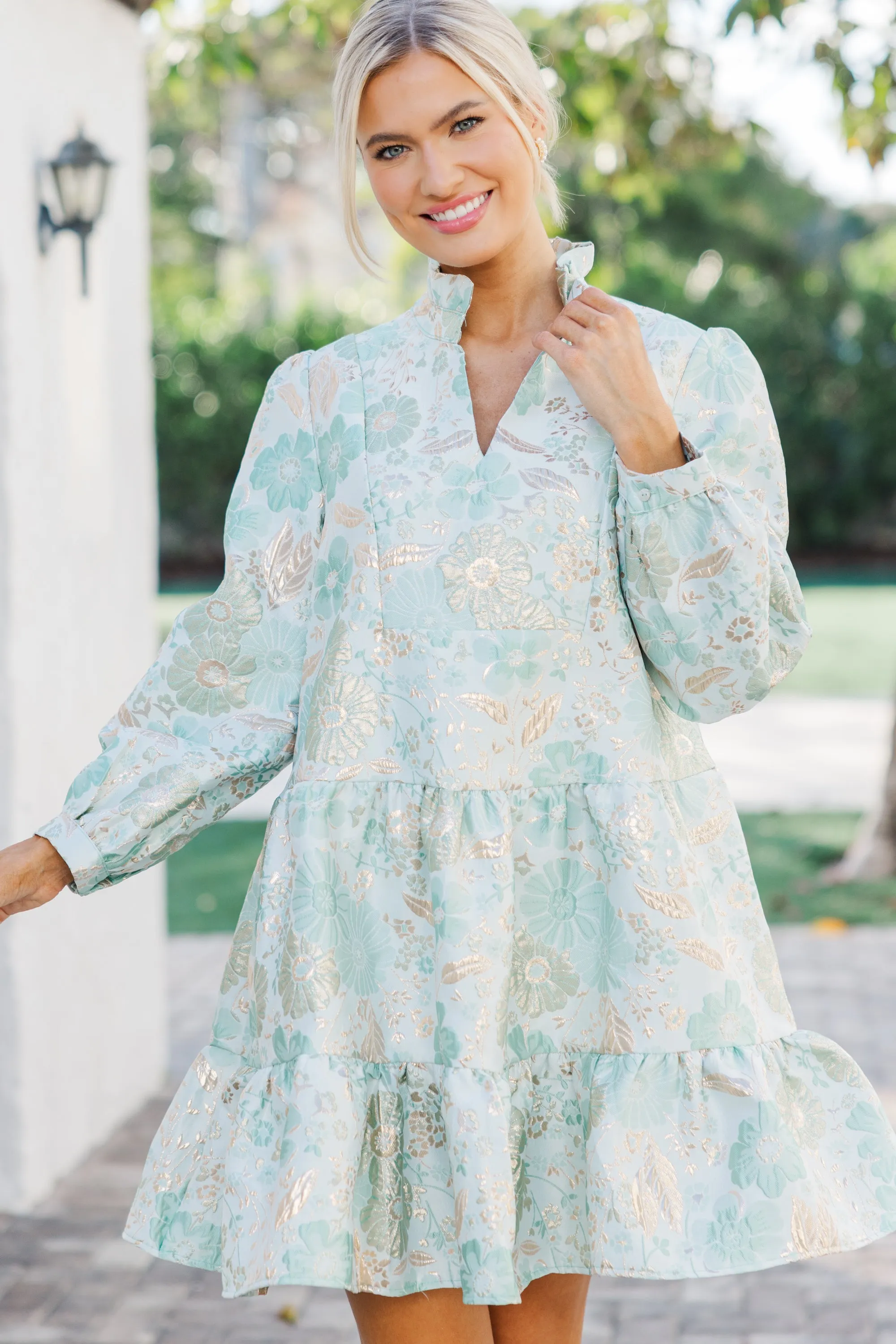 Always On My Mind Mint Green Floral Dress
