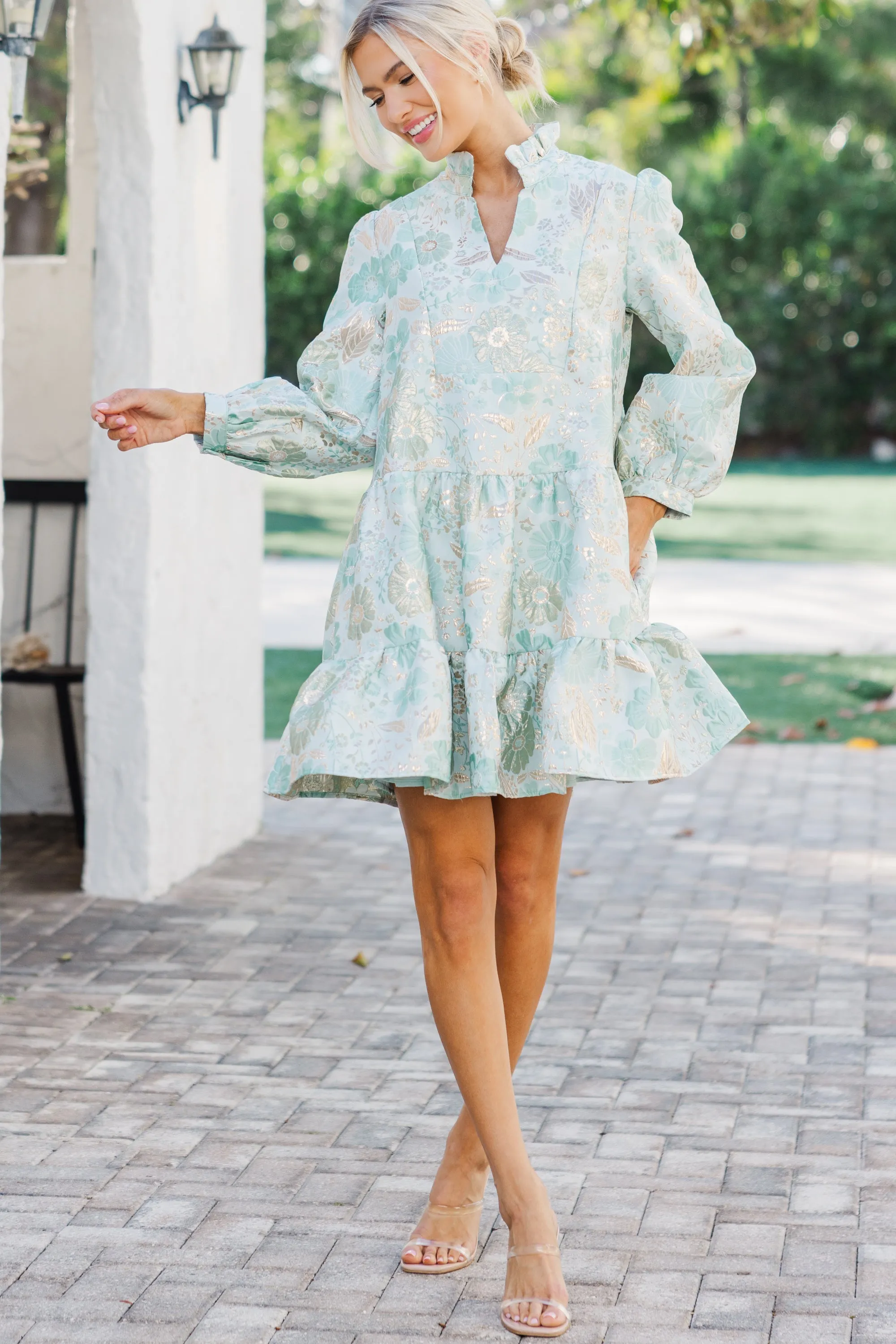 Always On My Mind Mint Green Floral Dress
