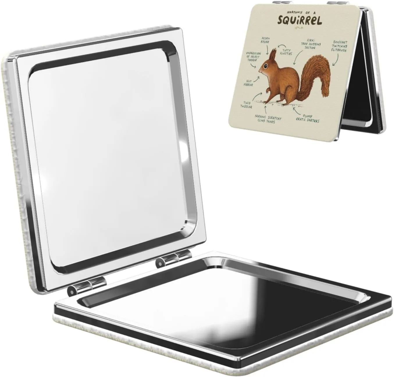 Anatomy of A Squirrel Women Mini Cosmetic Mirror Folding Portable Pocket Makeup Mirror