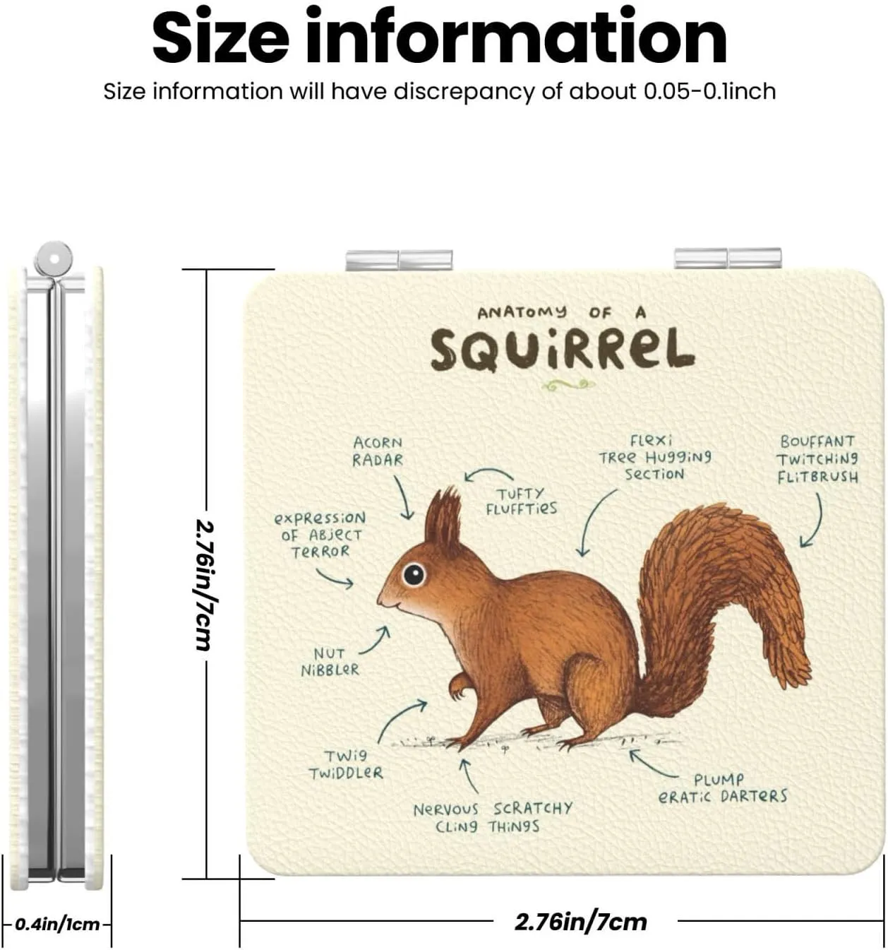 Anatomy of A Squirrel Women Mini Cosmetic Mirror Folding Portable Pocket Makeup Mirror