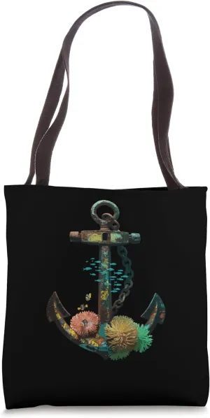 Anchor With Coral And Fish Ocean Scene Tote Bag