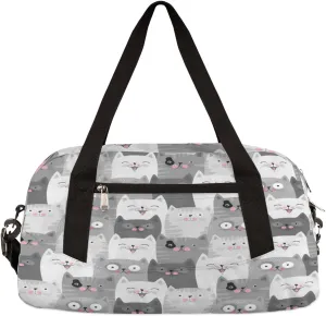 Animal Cats Funny Pattern Gym Bags for Women & Men - Small Travel Duffel Bag for Sports, Getaway, Overnight & Workout Use