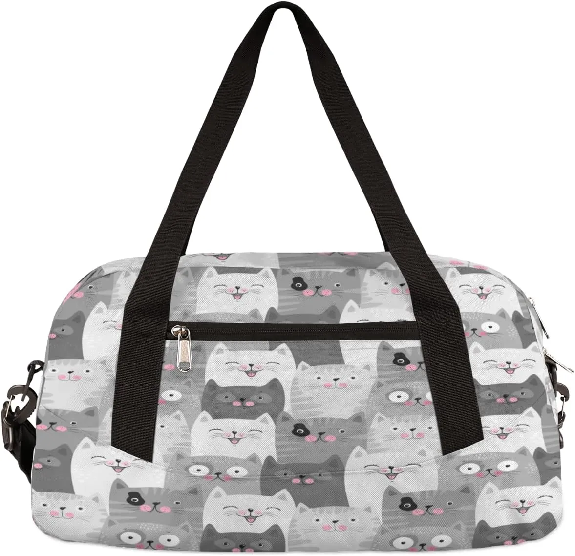 Animal Cats Funny Pattern Gym Bags for Women & Men - Small Travel Duffel Bag for Sports, Getaway, Overnight & Workout Use