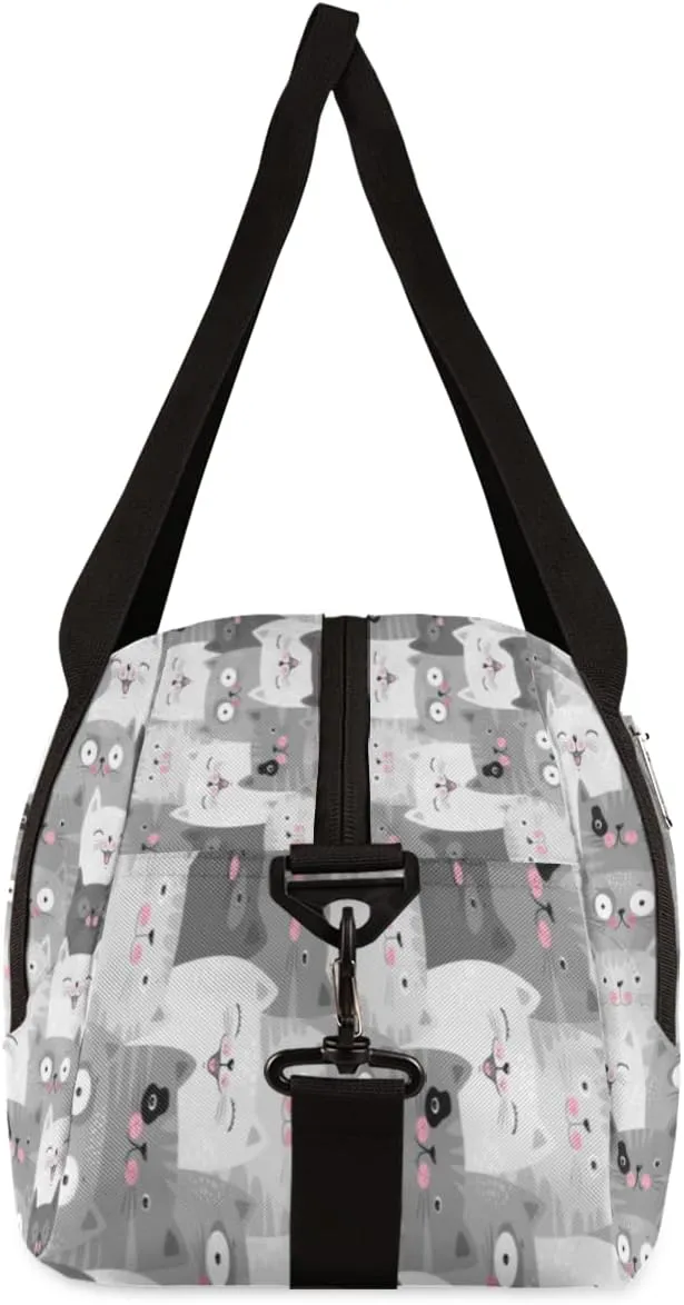 Animal Cats Funny Pattern Gym Bags for Women & Men - Small Travel Duffel Bag for Sports, Getaway, Overnight & Workout Use