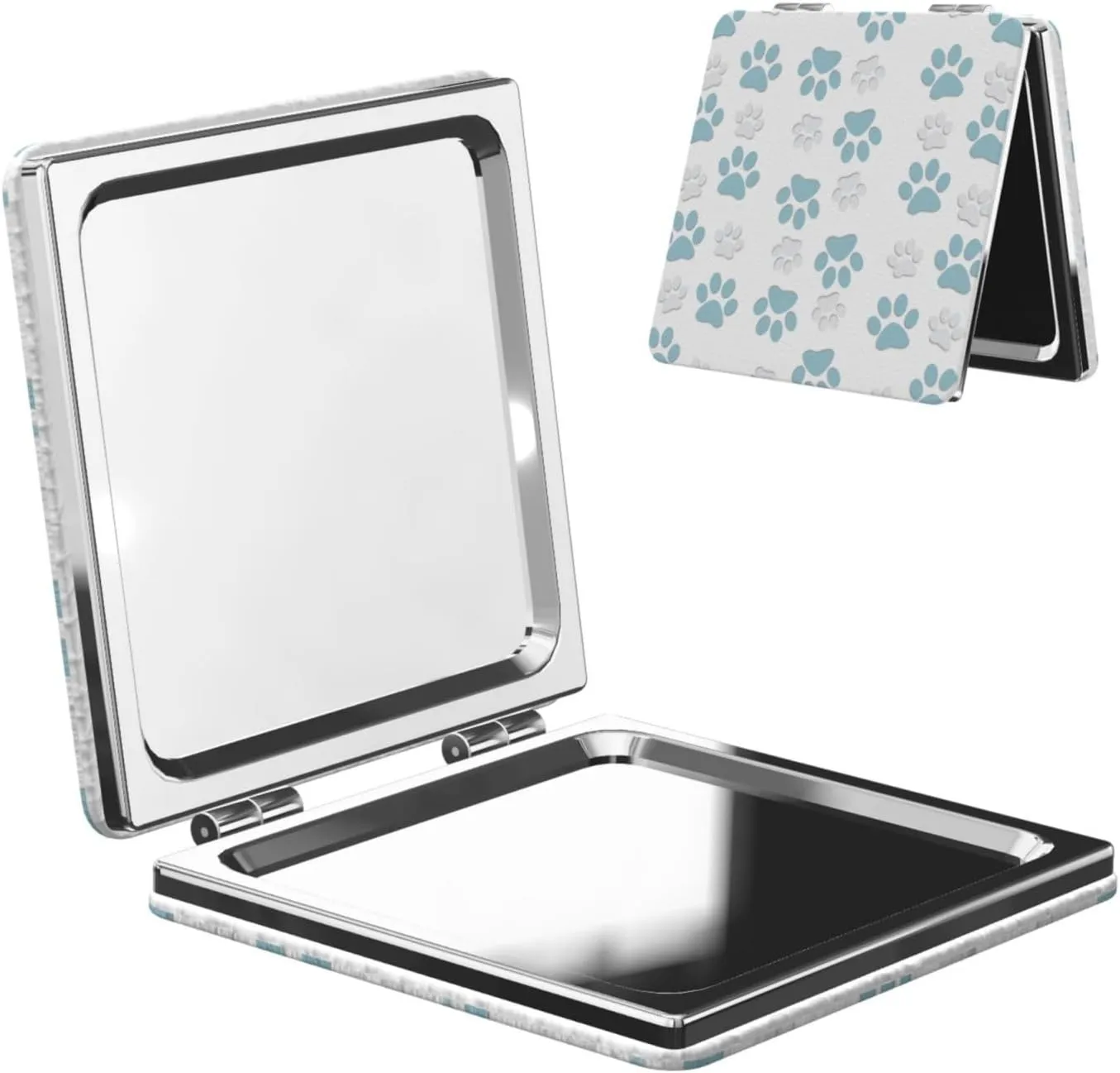Animal Paw Prints Women Small Pocket Mirror Travel Cosmetic Mirror Folding Handheld Makeup Mirror