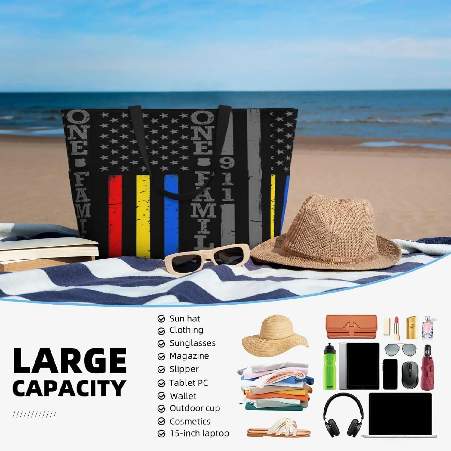 Antigua Barbuda Flag Women Large Beach Bag Travel Weekender Foldable Tote Bag for Pool Beach Vacation Gym