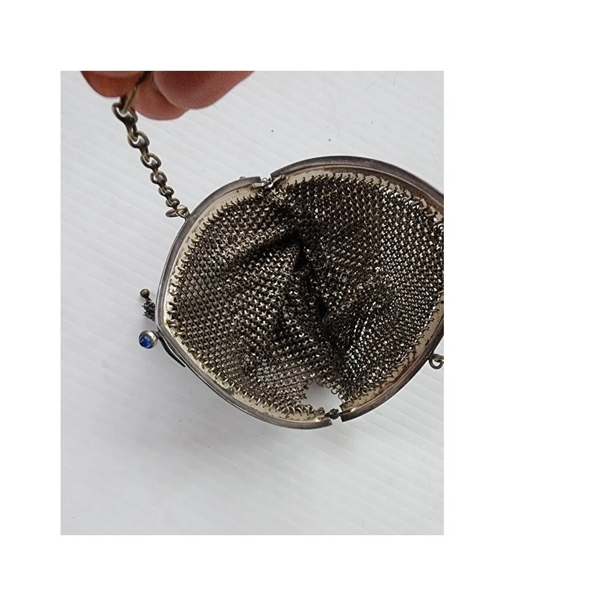 Antique Chain Mail Purse Silver Mesh Handbag