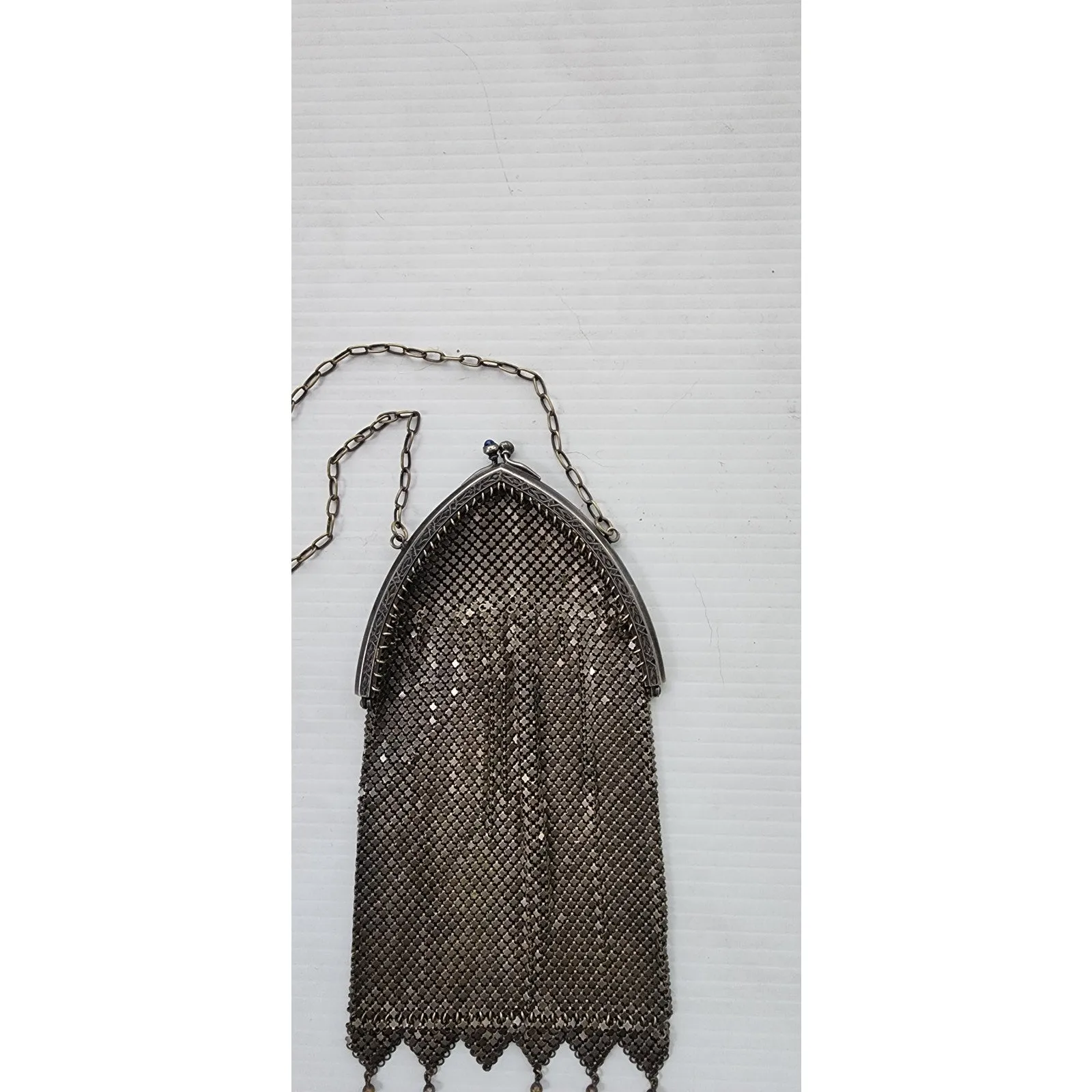Antique Chain Mail Purse Silver Mesh Handbag