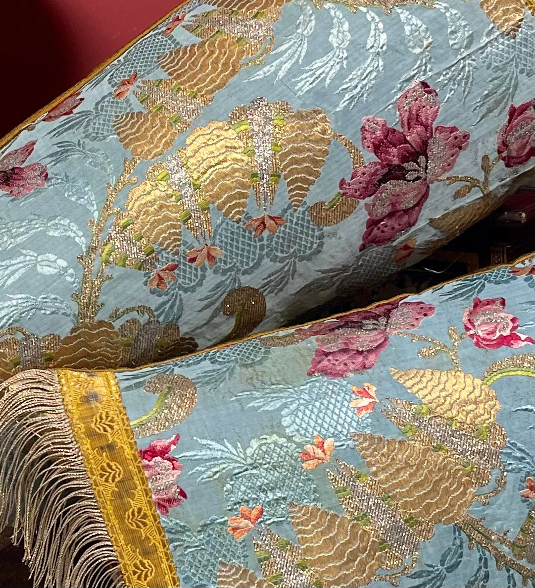 Antique Cushions Set of Three 18th Century French Silk Brocade