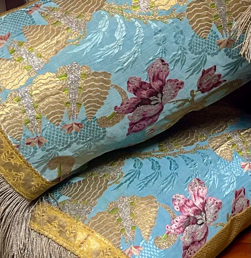 Antique Cushions Set of Three 18th Century French Silk Brocade