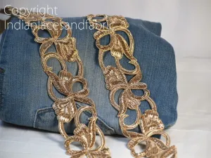 Antique Gold 9 Yard Trim Handmade Zardozi Sari Border, Wholesale Indian Handcrafted Bridal Embroidered Zari DIY Crafting Dress Costume Lace