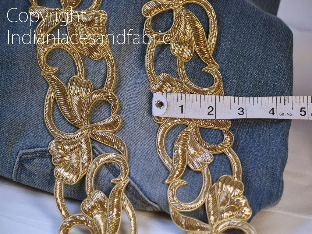 Antique Gold 9 Yard Trim Handmade Zardozi Sari Border, Wholesale Indian Handcrafted Bridal Embroidered Zari DIY Crafting Dress Costume Lace