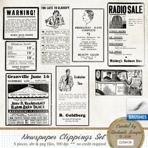 Antique Newspaper Brushes, Volume 01 (Brush and PNG)