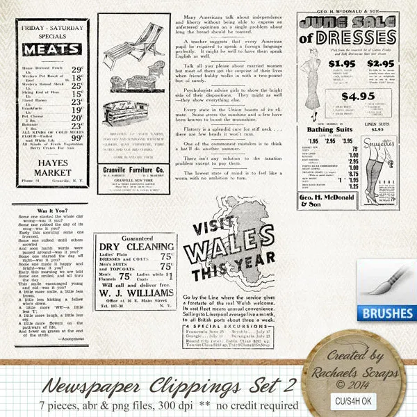Antique Newspaper Brushes, Volume 02 (Brush and PNG)