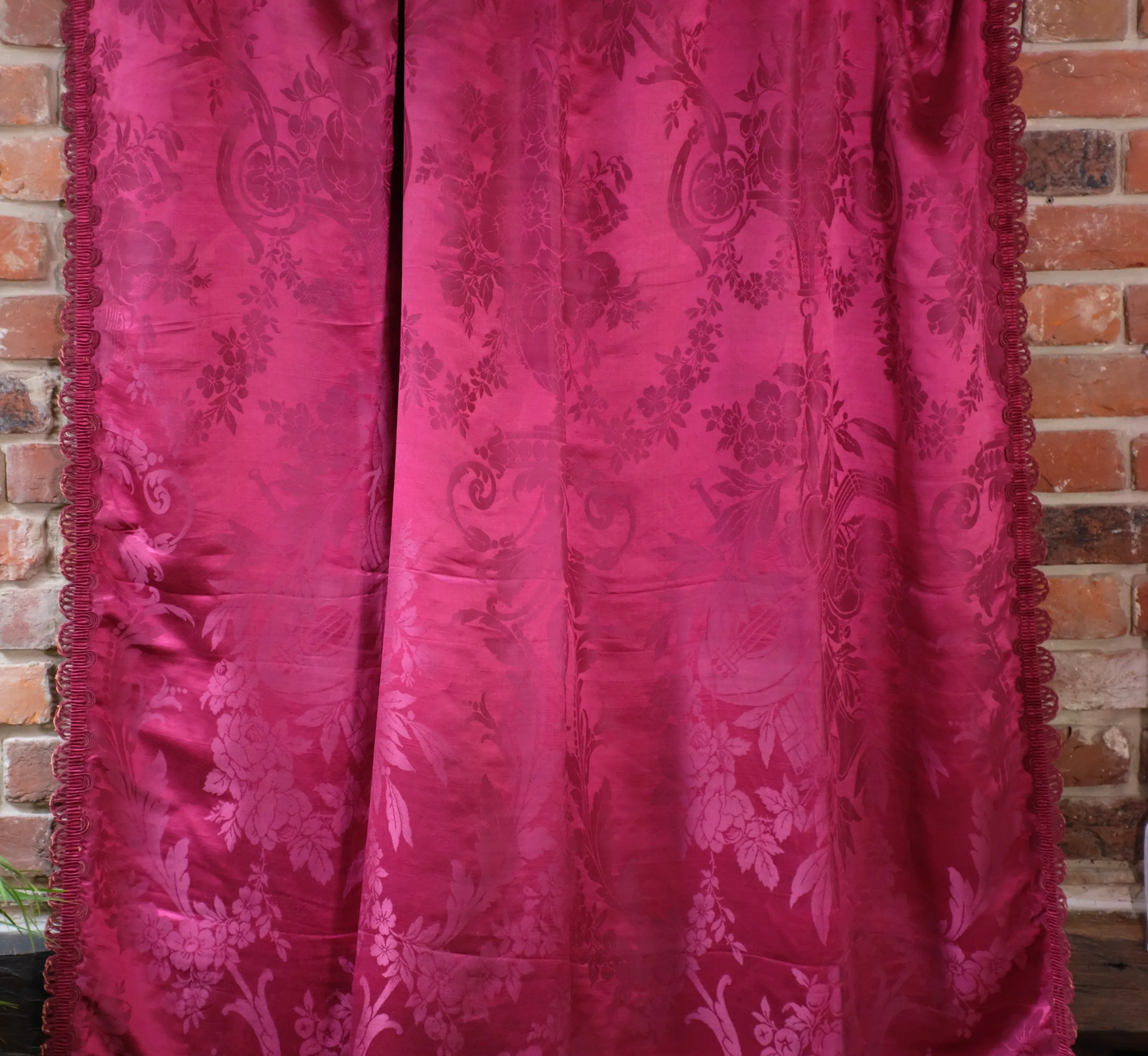 Antique Silk Curtains French Empire Silk Damask