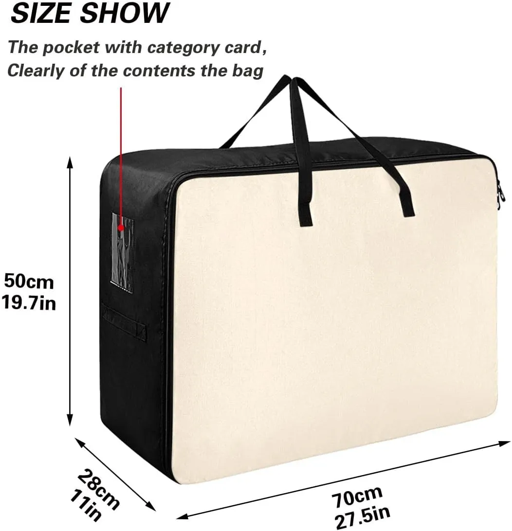 Antique White Storage Bags Bedding Storage Containers with Handles Zippered Storage Bag for Closet Comforter, Pillow, Quilt