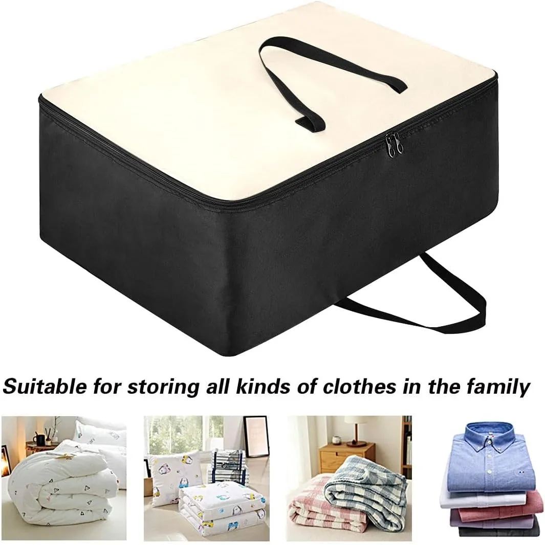 Antique White Storage Bags Bedding Storage Containers with Handles Zippered Storage Bag for Closet Comforter, Pillow, Quilt