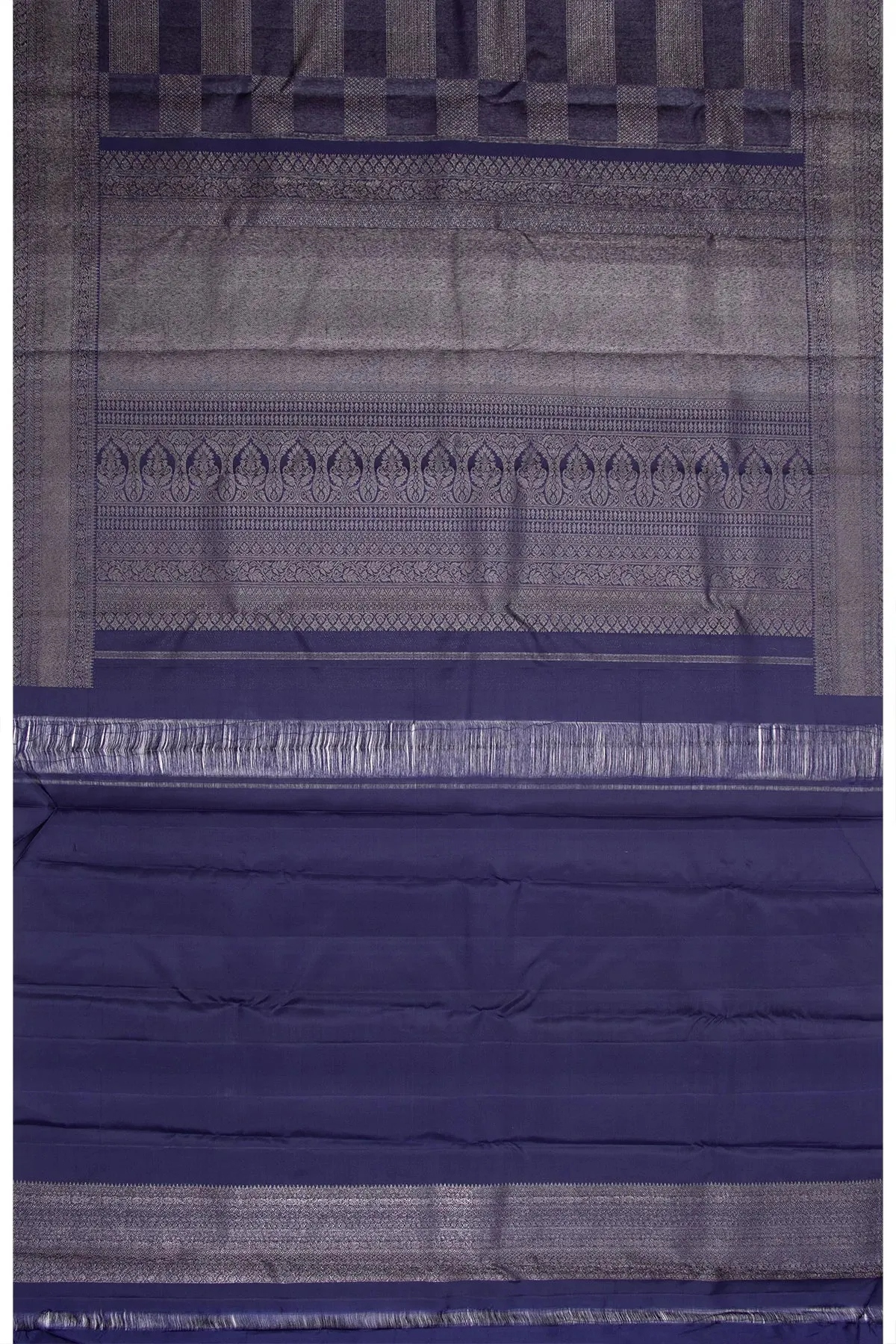 Antique Zari Kanchipuram Silk Brocade Dark Blue Saree