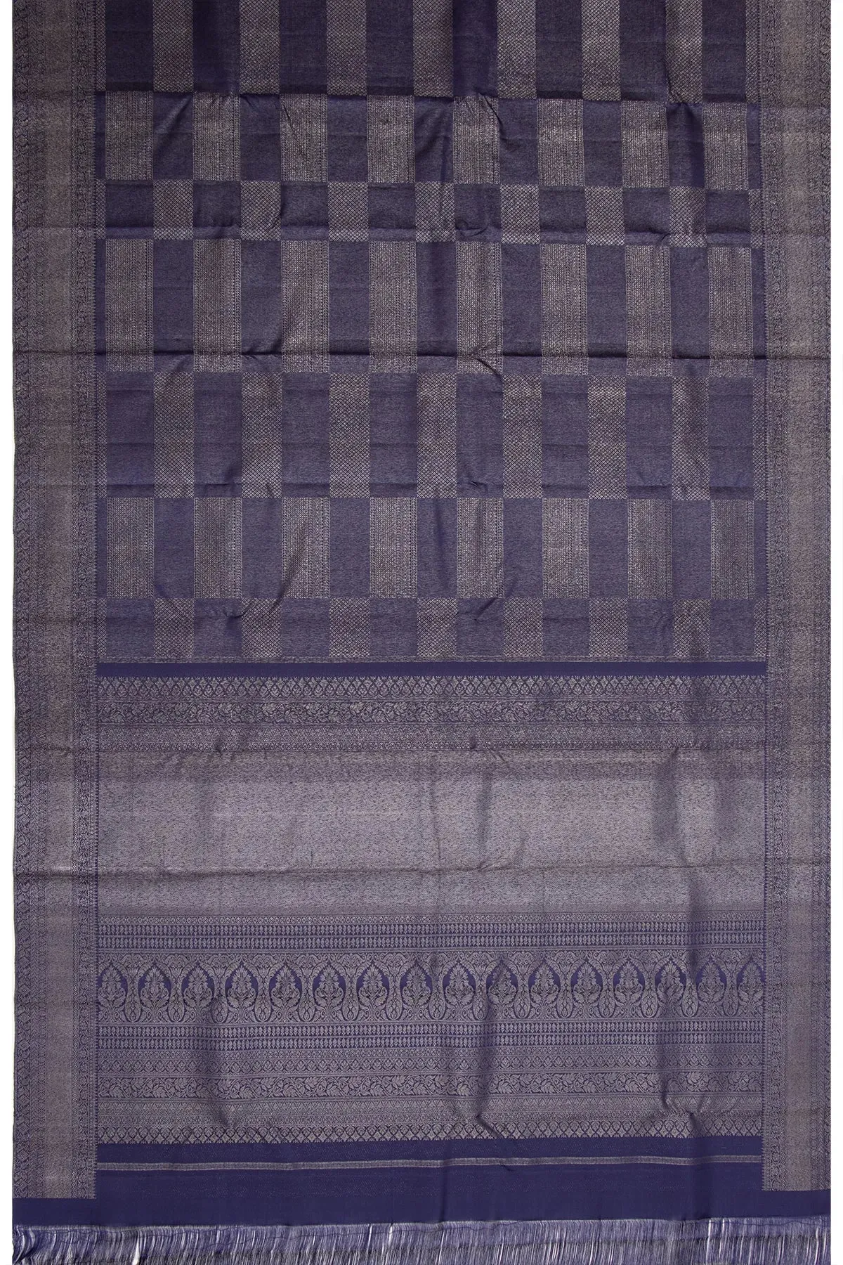 Antique Zari Kanchipuram Silk Brocade Dark Blue Saree